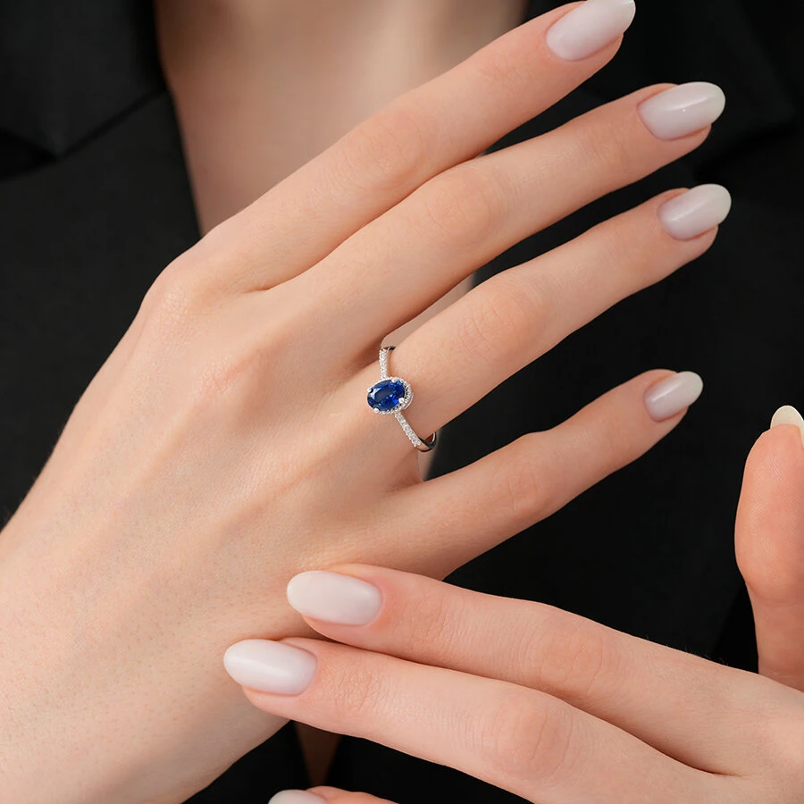 0.96 ct. Diamant Saphir Ring