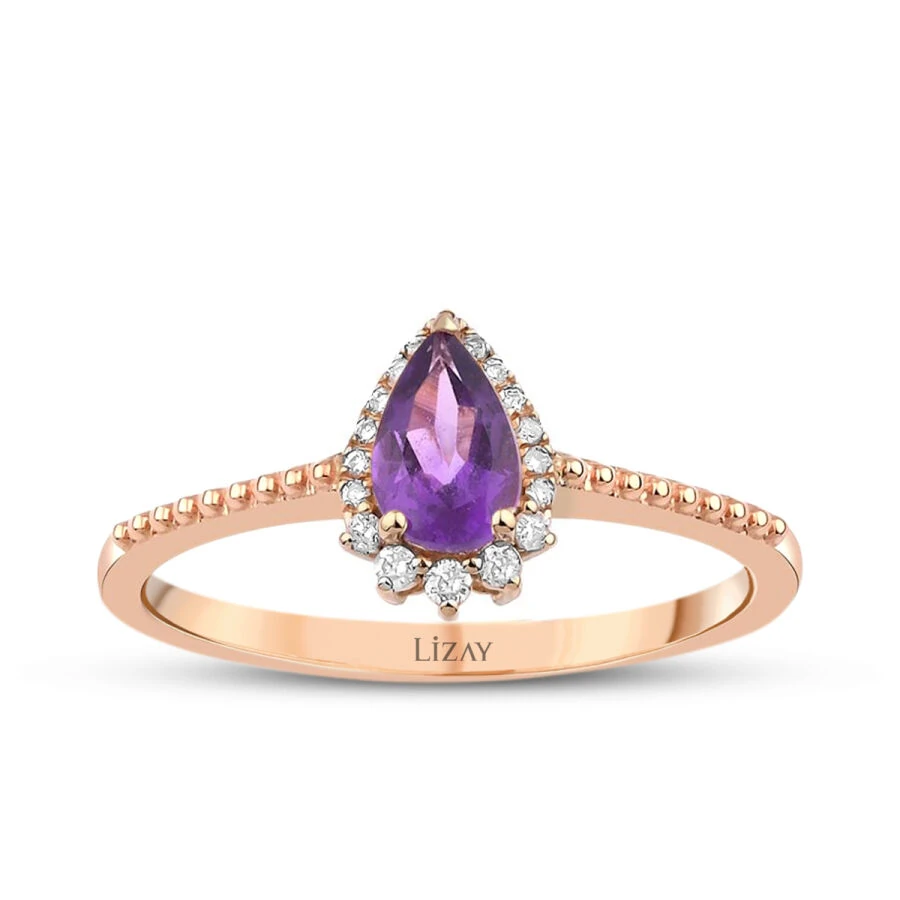 0.43 Carat Diamond Amethyst Stone Ring