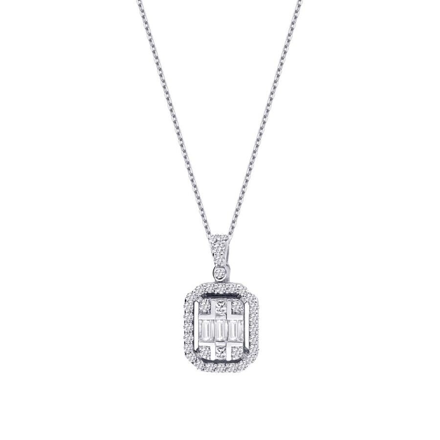0.36 Carat Diamond Baguette Necklace