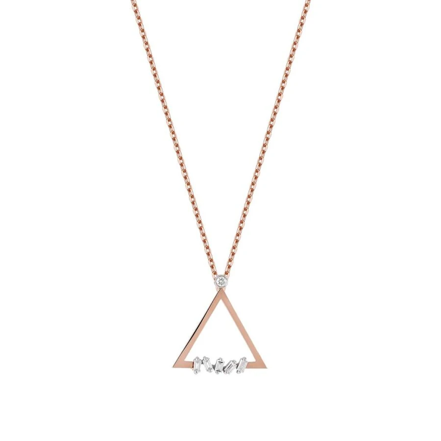 0.07 Carat Diamond Baguette Triangle Necklace