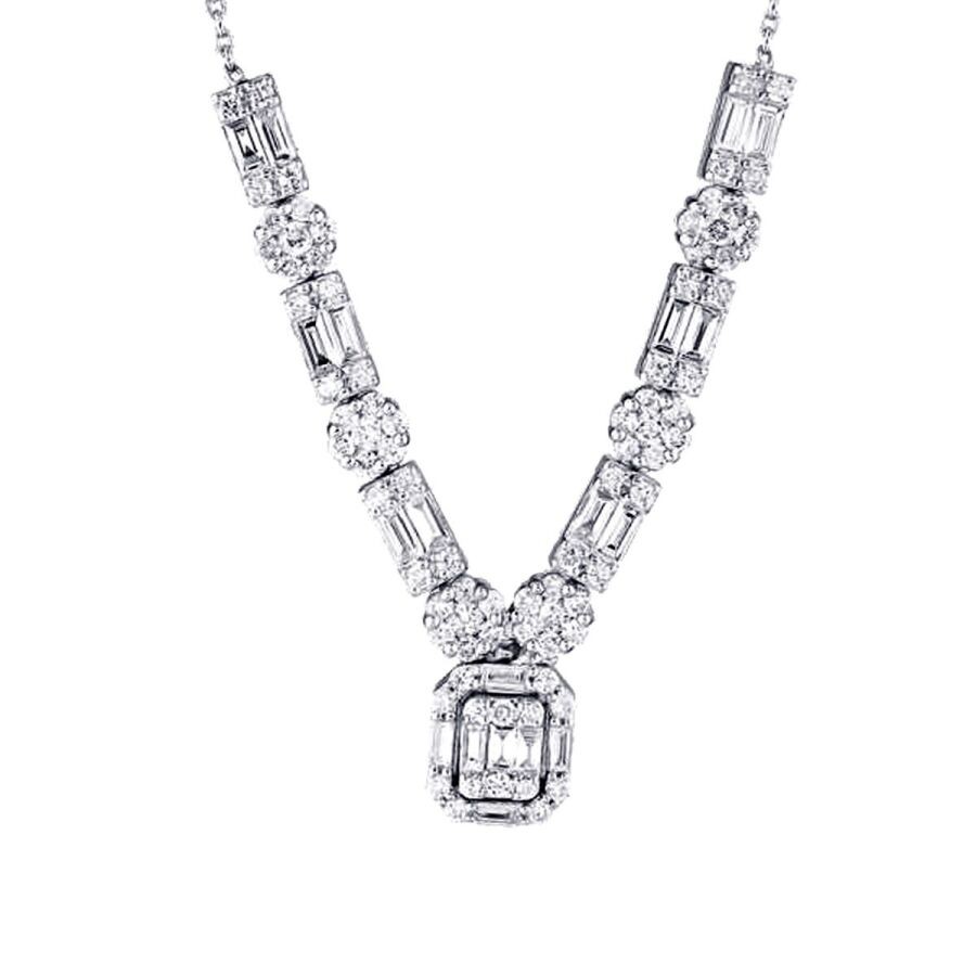 1.36 Carat Diamond Baguette Necklace