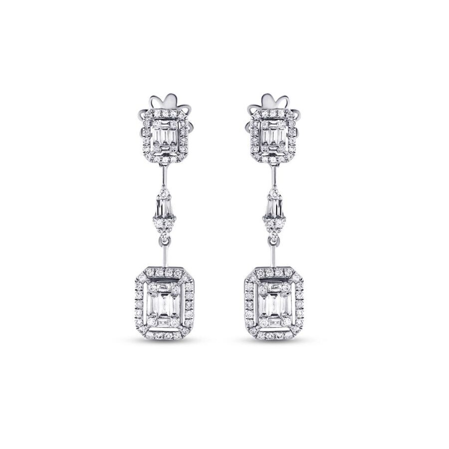 0.85 Carat Diamond Baguette Earrings