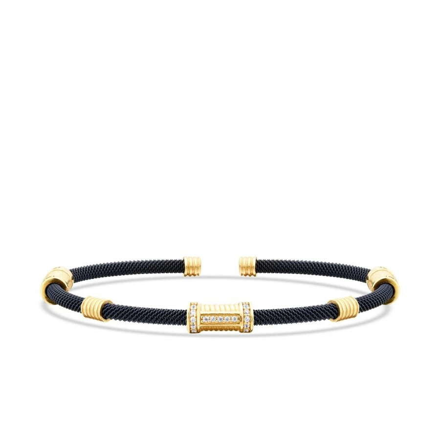 Gold Cylinder-Detail Men’s Bracelet