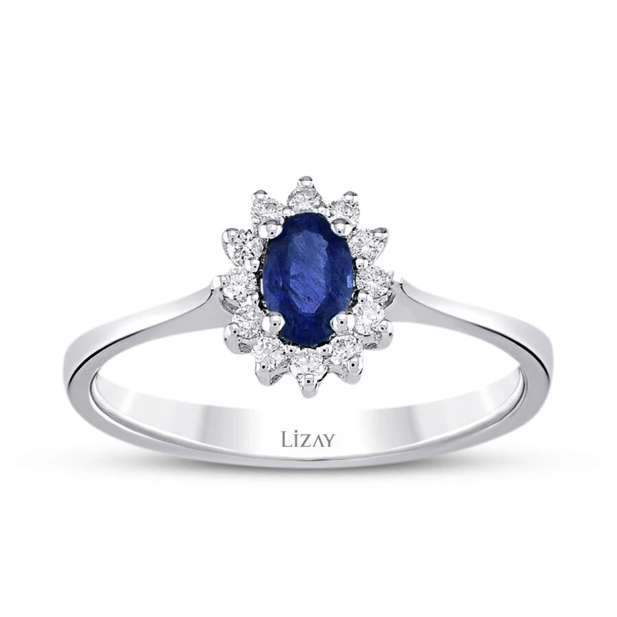 0.40 Carat Diamond Oval Sapphire Ring