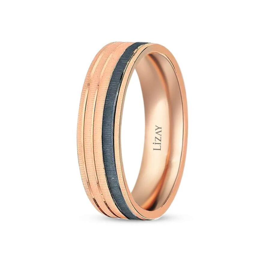 Rose Gold Two-Tone Modern Wedding Band