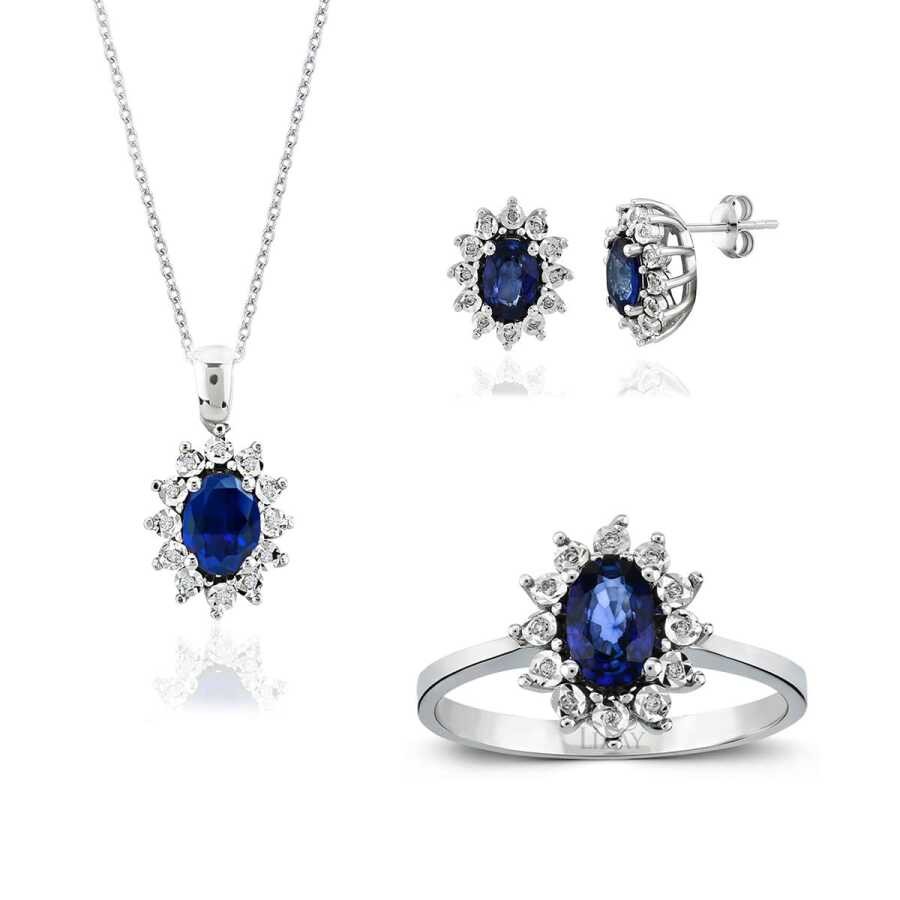 2.21 Karat Pırlanta Safir Set