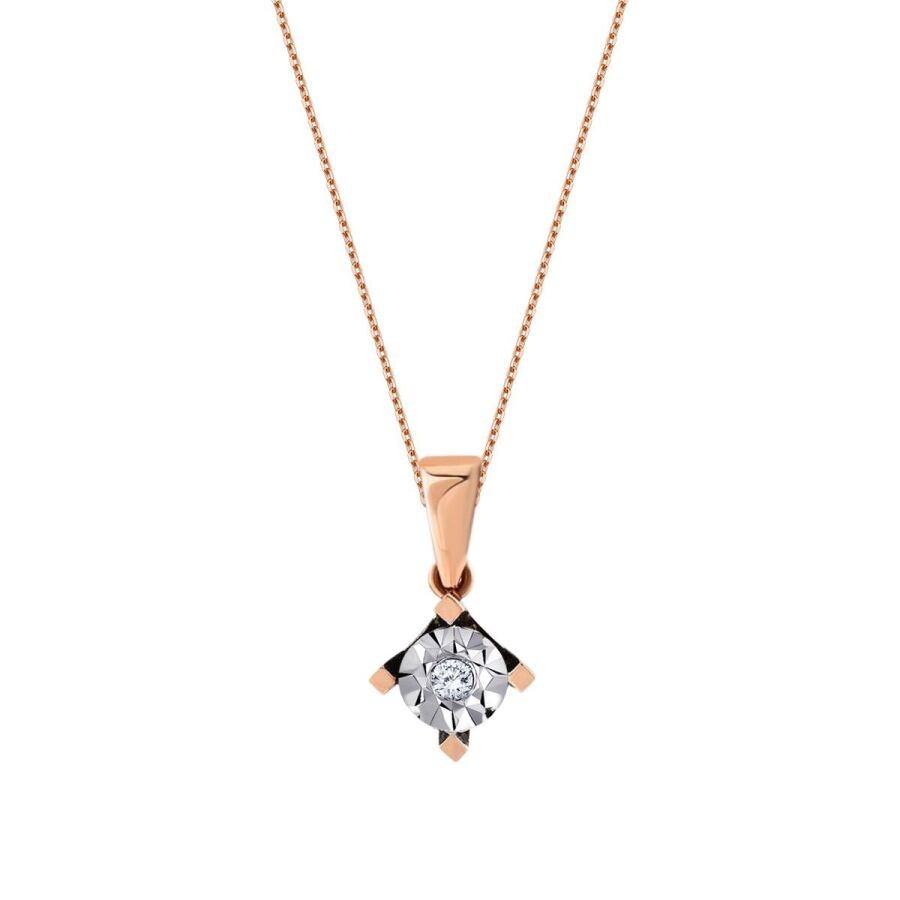 0.02 Carat Diamond Rose Gold Solitaire Necklace