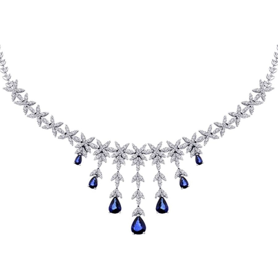 9.87 Carat Diamond Sapphire Necklace