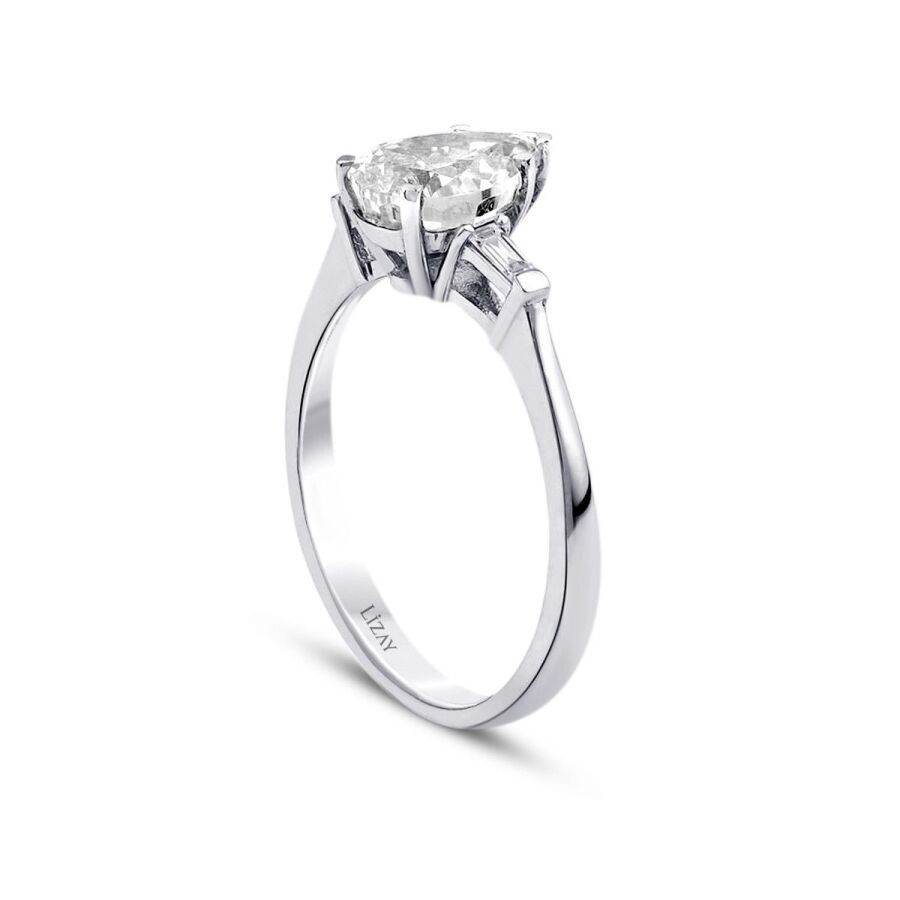 1.49 Carat Diamond White Topaz Drop Ring