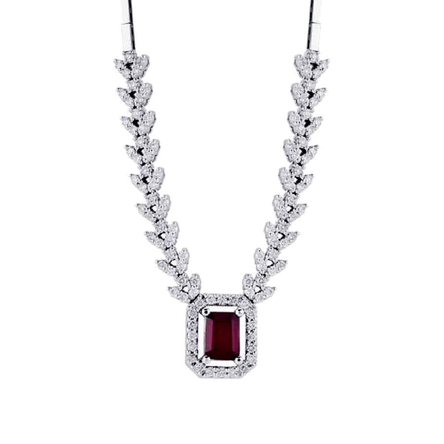 2.55 Carat Diamond Ruby Necklace