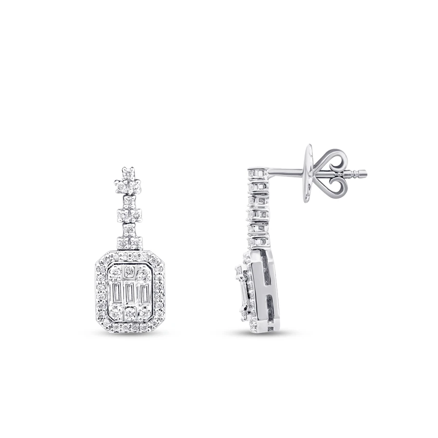 0.59 Carat Diamond Baguette Earrings