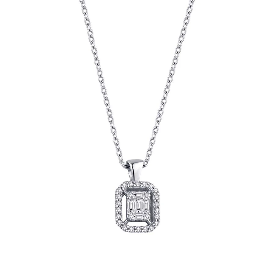0.14 Carat Diamond Baguette Necklace