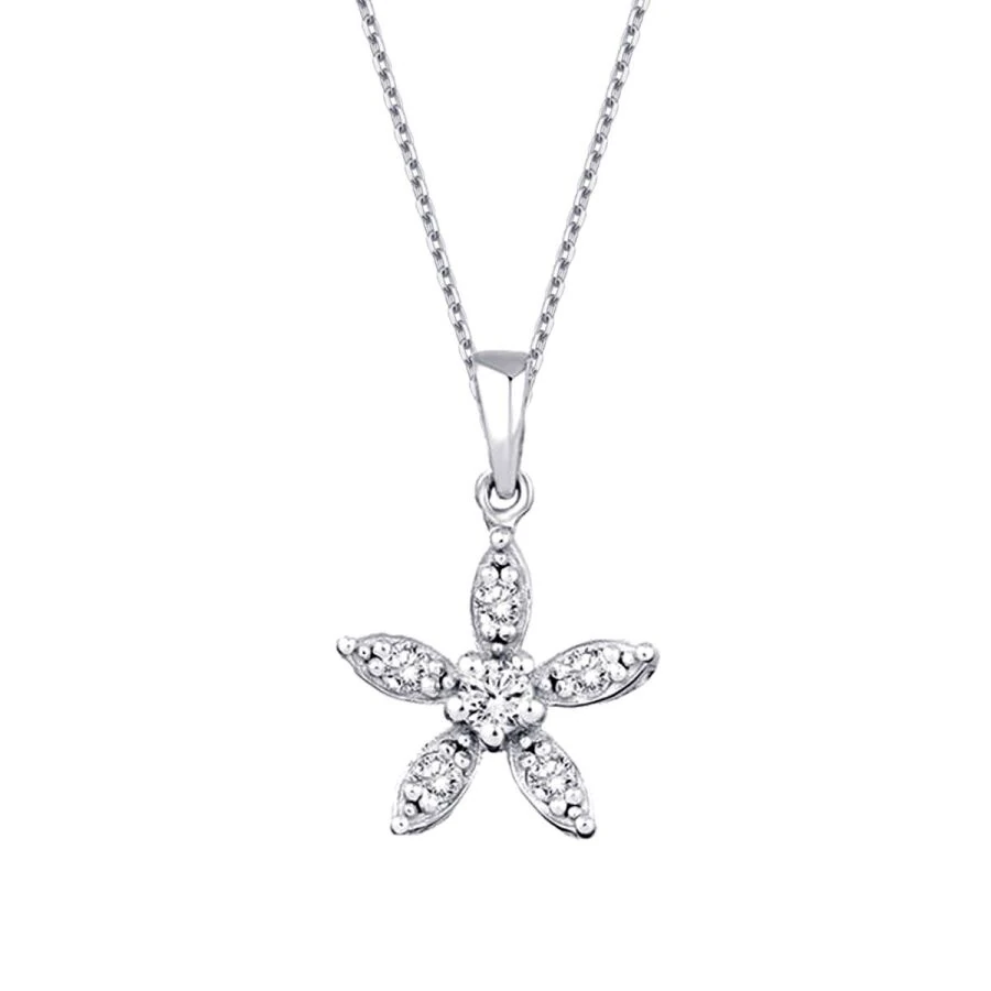 0.13 Carat Diamond Flower Necklace