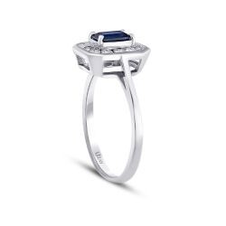 0.79 Carat Diamond Sapphire Ring