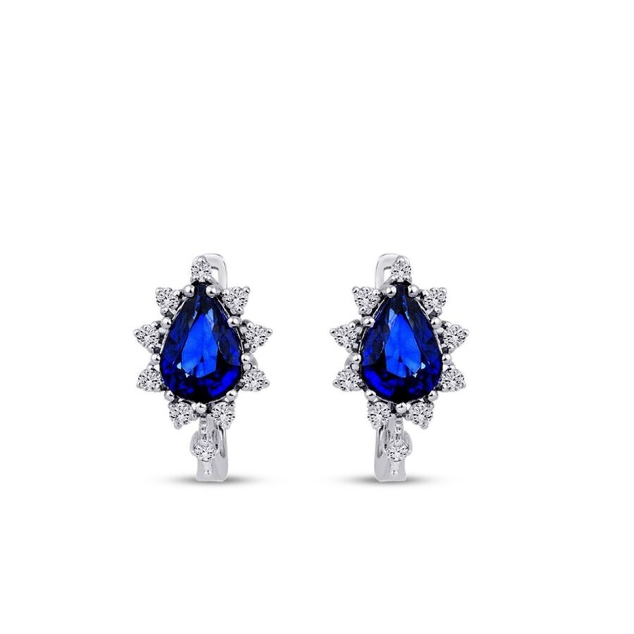 1.69 Carat Diamond Sapphire Earrings