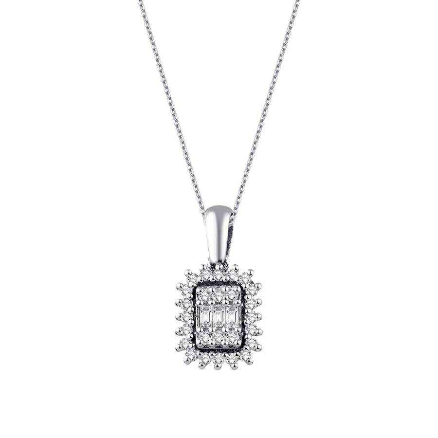 0.21 Carat Diamond Baguette Necklace