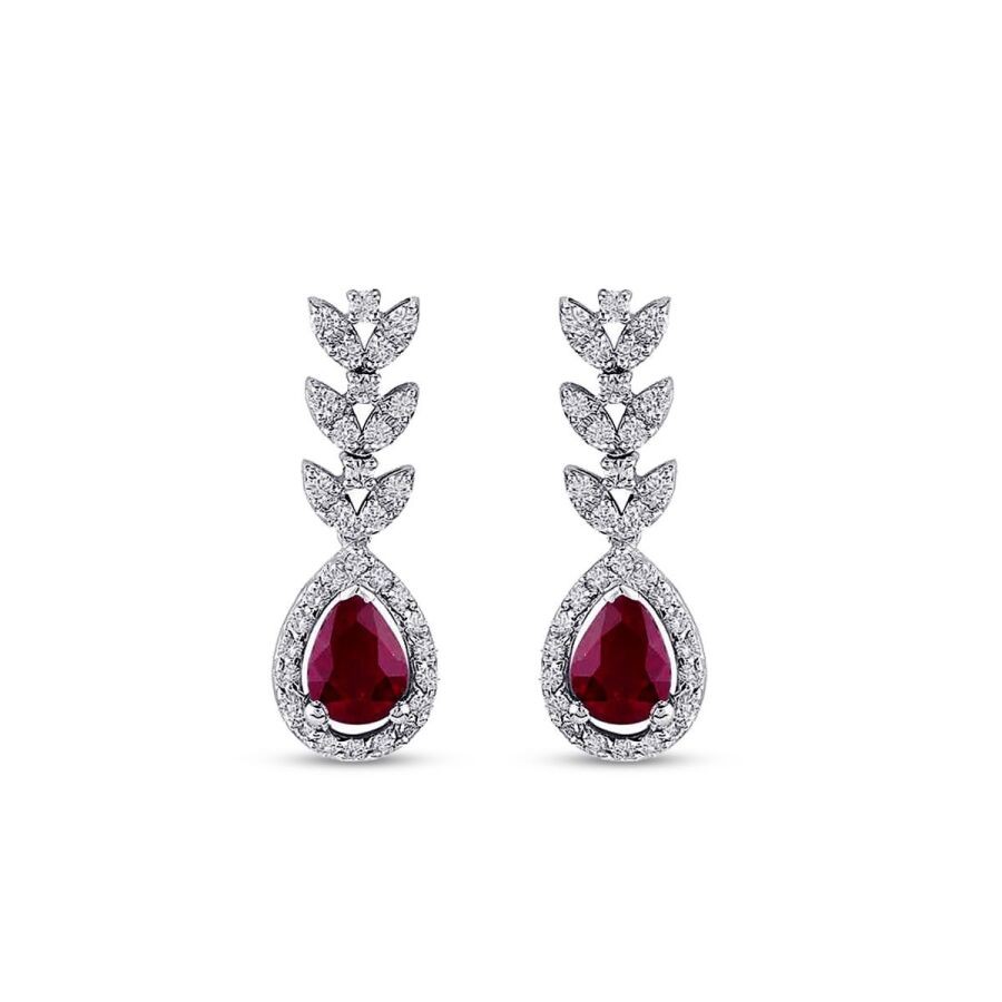 1.57 Carat Diamond Ruby Earrings