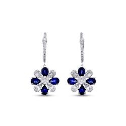 2.43 Carat Diamond Baguette Sapphire Earrings