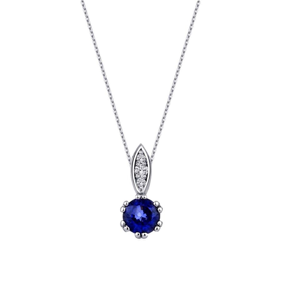 0.32 Carat Diamond Sapphire Necklace