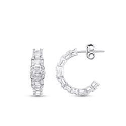 1.82 Carat Diamond Baguette Hoop Earrings