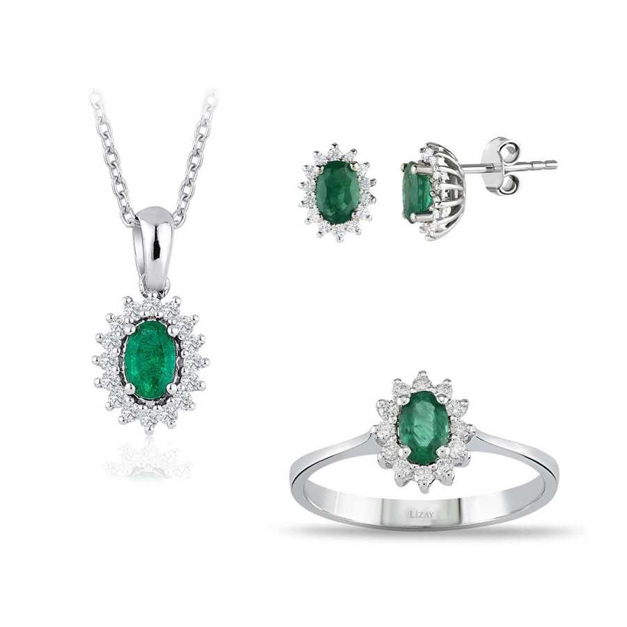 2.26 Carat Diamond Emerald Set