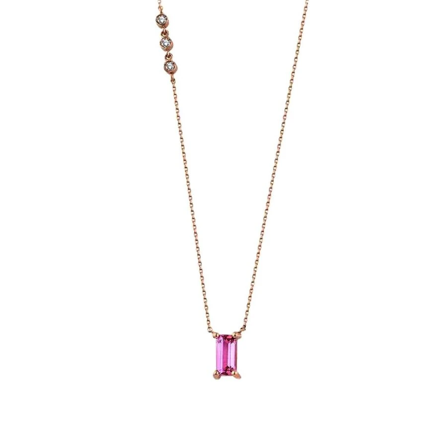 1.48 Carat Diamond Pink Stone Necklace