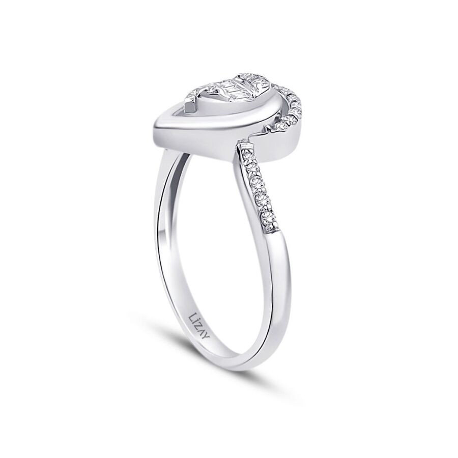 0.19 Carat Diamond Pear Baguette Ring