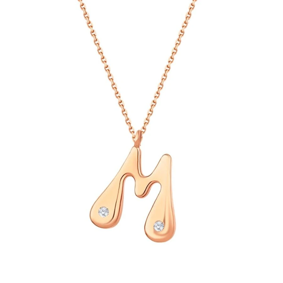0.04 Carat Diamond Letter M  Necklace