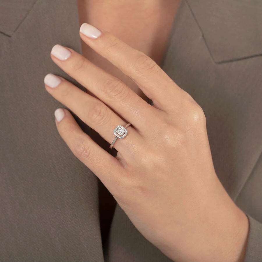 0.19 Carat Diamond Baguette Ring