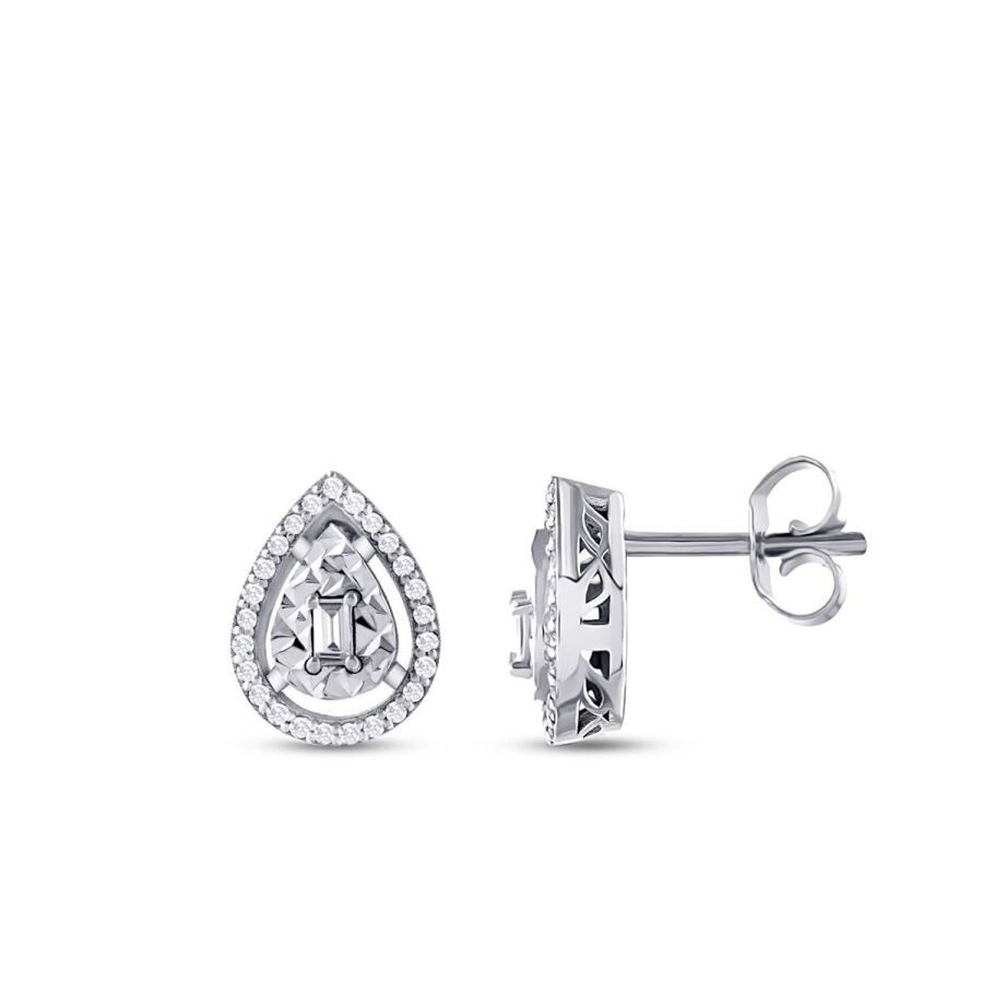 0.21 Carat Diamond Pear Baguette Earrings