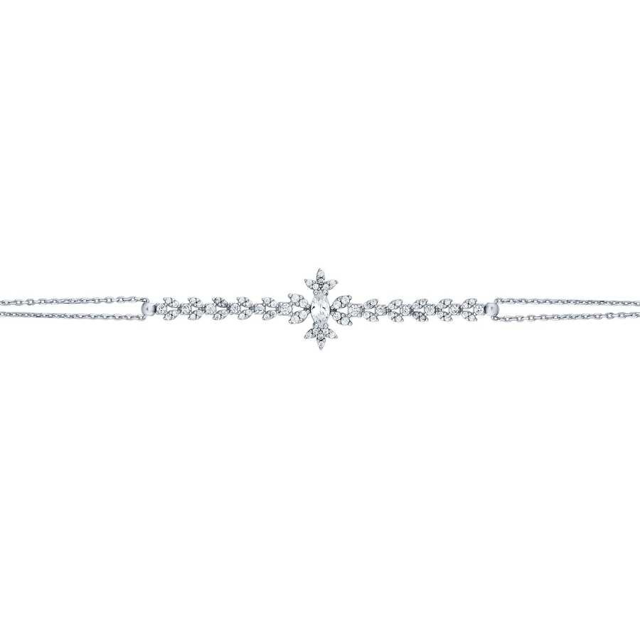 Gold Double Chain Stone Bracelet