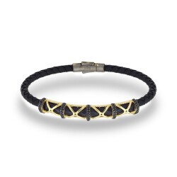 Gold Leather Men's Bracelet