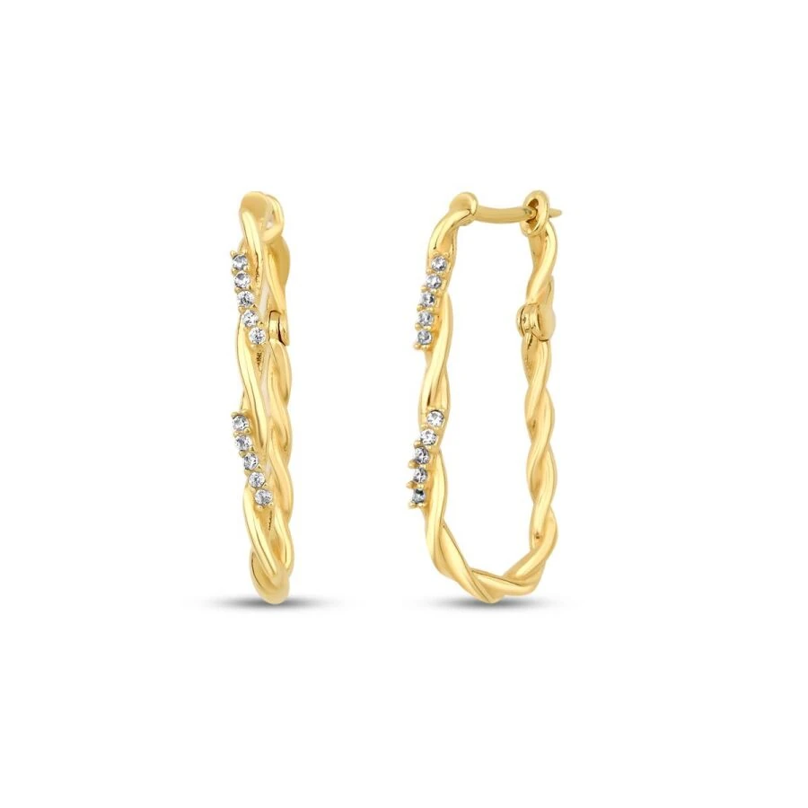 Gold Stone Twisted Earrings