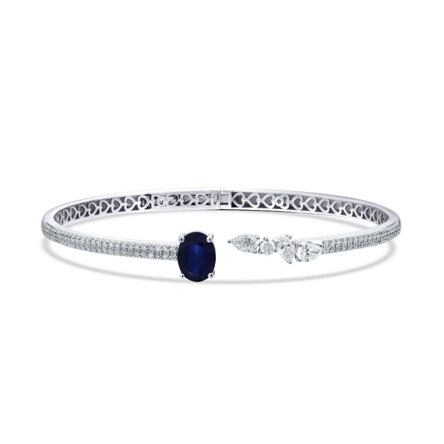 2.63 Carat Diamond Sapphire Bangle