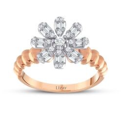 0.31 Carat Diamond Flower Baguette Ring
