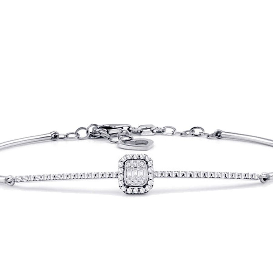 0.06 Carat Diamond-Effect Baguette Bangle