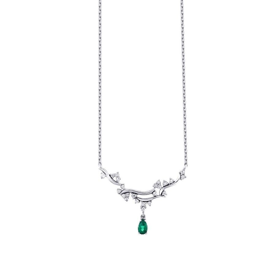 0.46 Carat Diamond Emerald Necklace