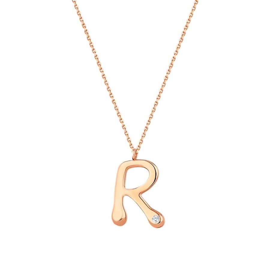 0.02 Carat Diamond Letter R  Necklace