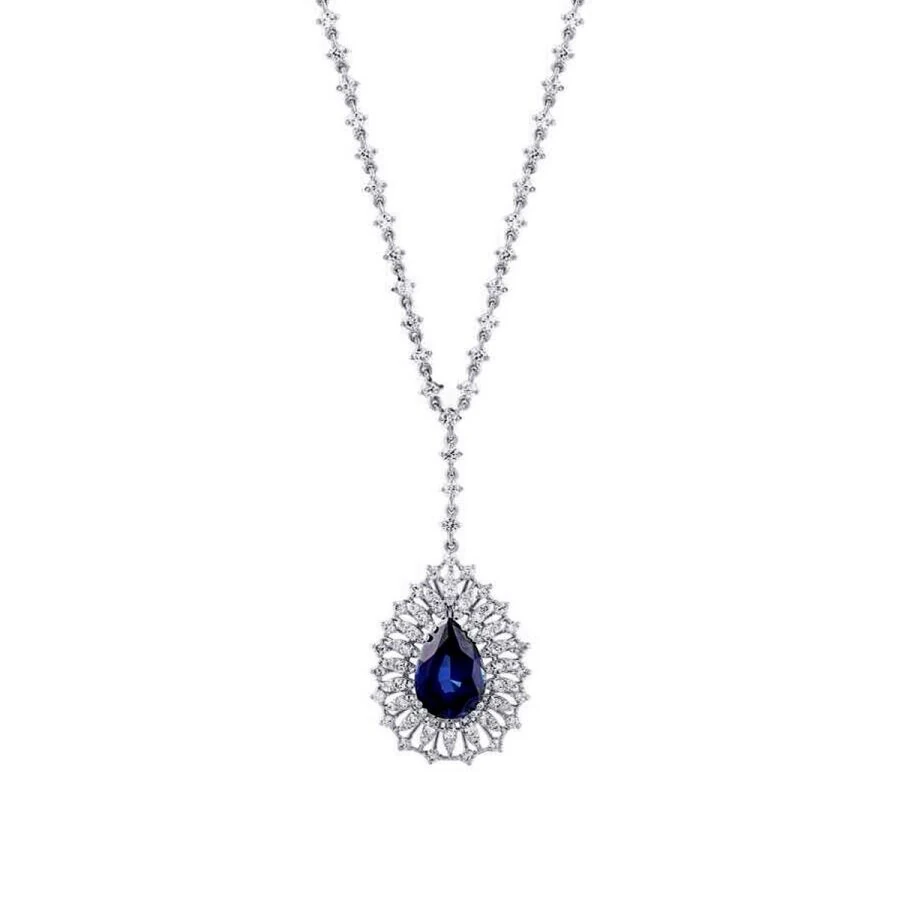 5.24 Carat Diamond Pear Sapphire Necklace