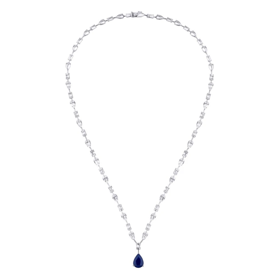 7.68 Carat Diamond Baguette Sapphire Neckband