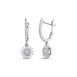 0.39 Carat Diamond Flower Baguette Earrings