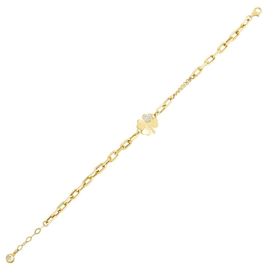 Gold Clover Stone Chain Bracelet