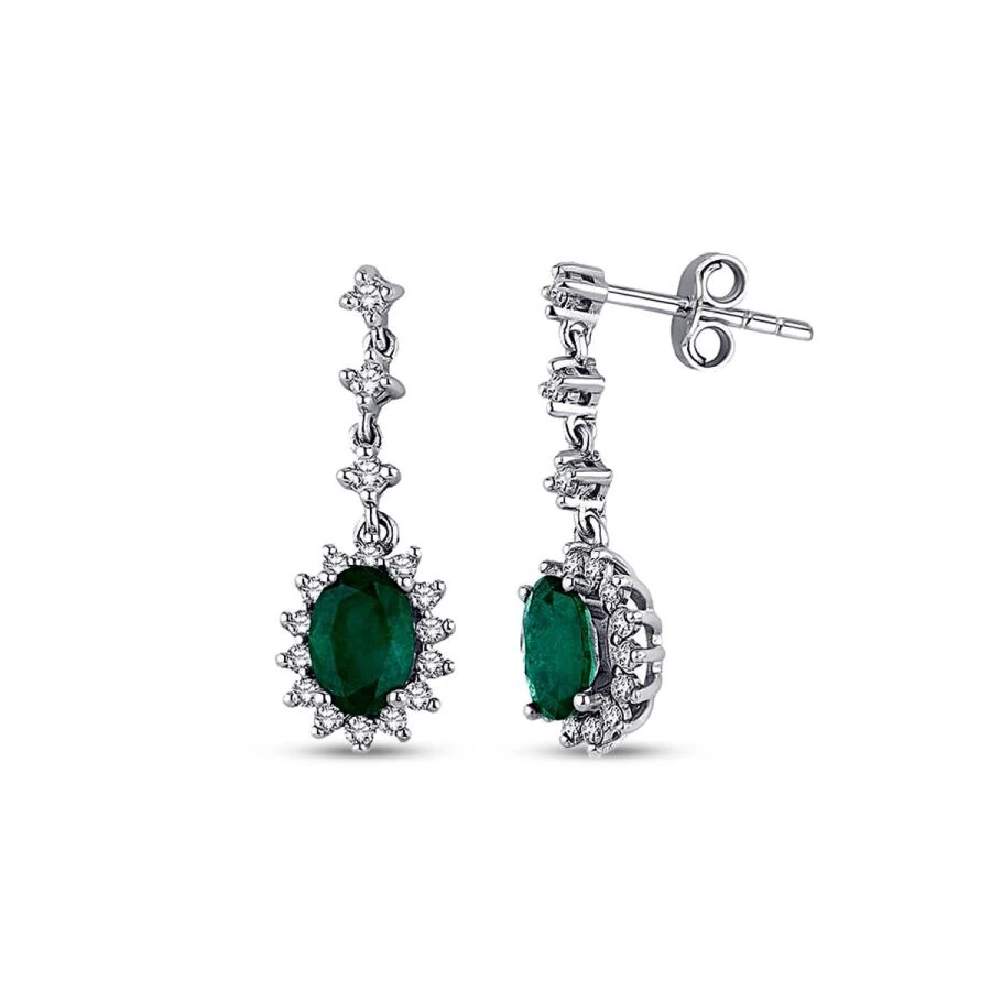 1.66 Carat Diamond Emerald Earrings
