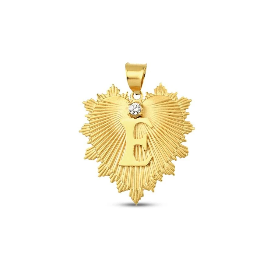 Gold Heart Letter Pendant