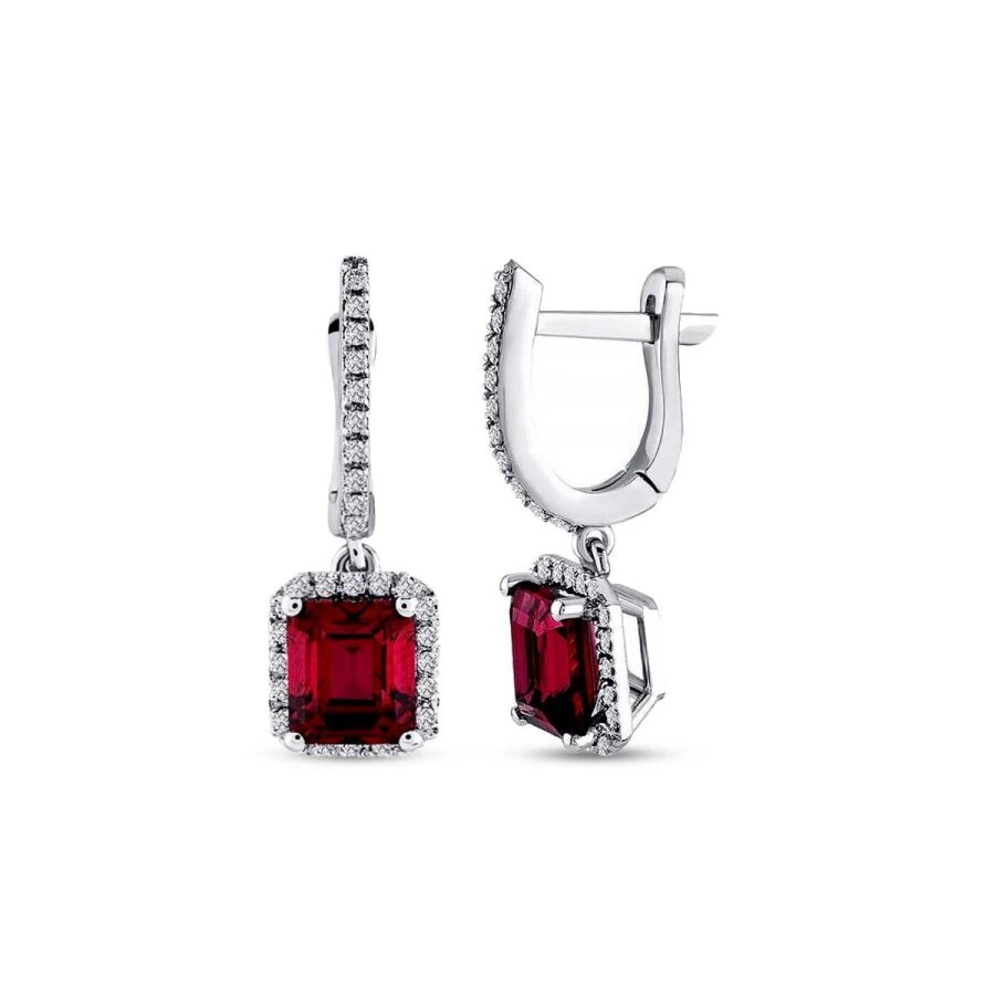 2.22 Carat Diamond Ruby Earrings