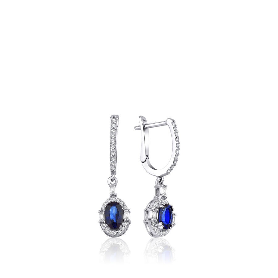 1.74 Carat Diamond Sapphire Earrings