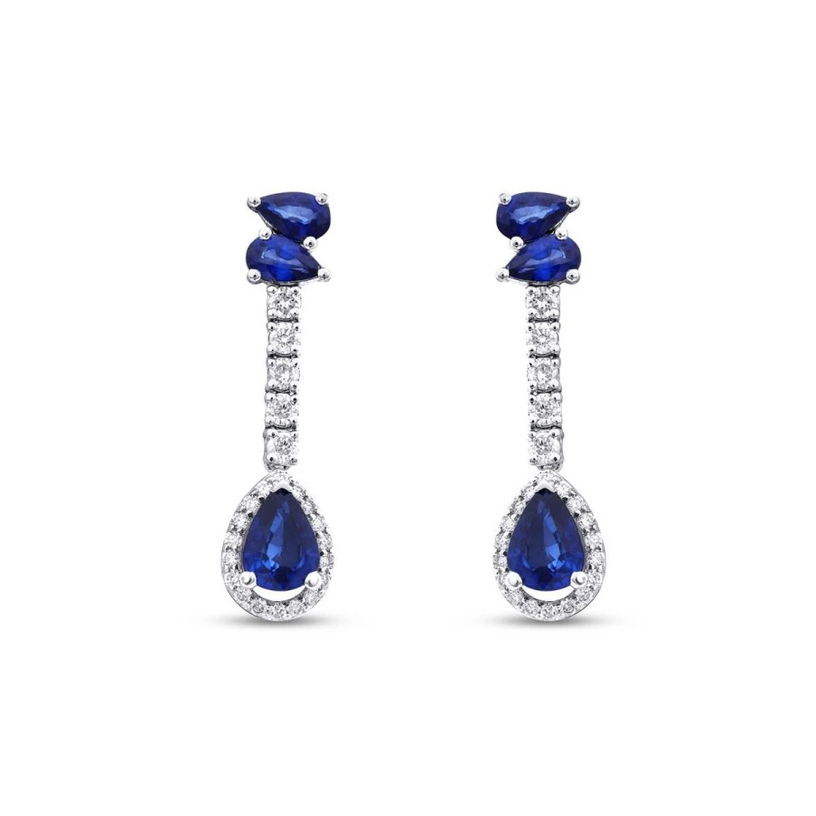 2.82 Carat Diamond Sapphire Earrings
