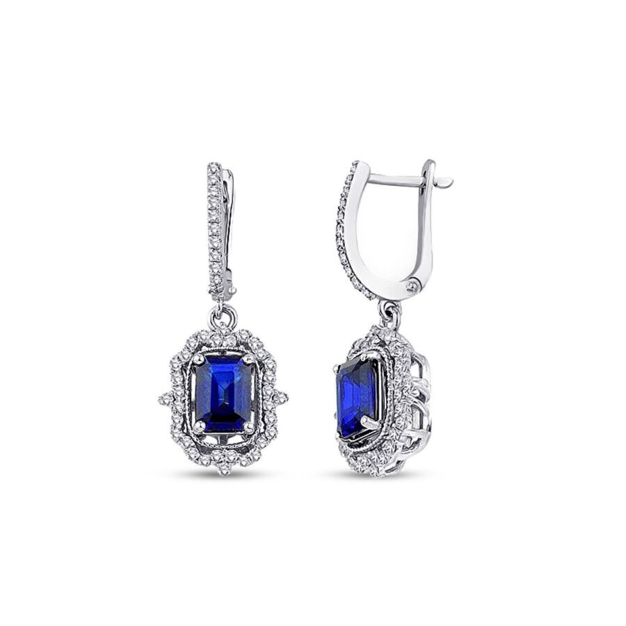 3.07 Carat Diamond Sapphire Earrings