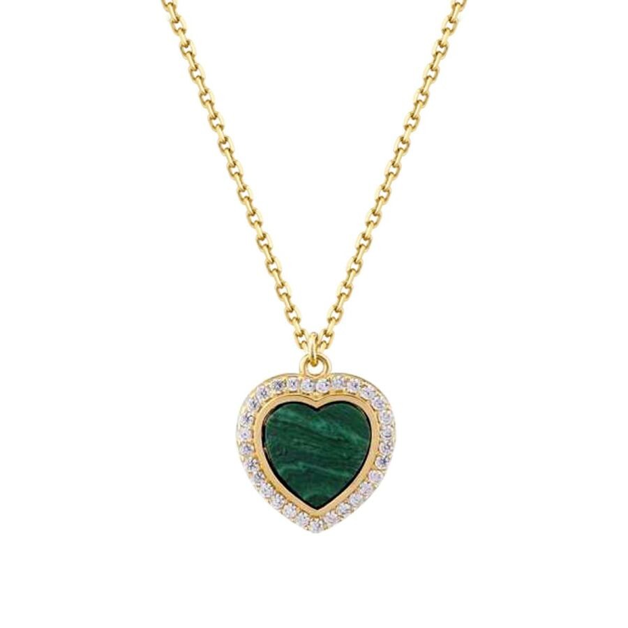 Gold Green Heart Necklace
