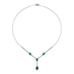 2.84 Carat Diamond Emerald Necklace